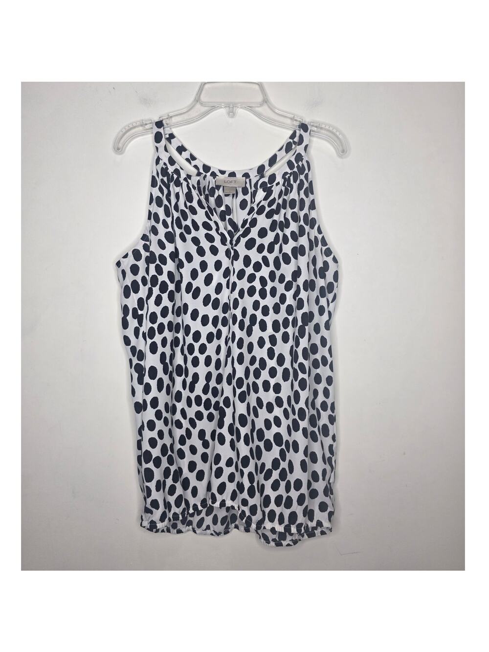 Ann Taylor Loft black white v-neck sleeveless blouse tank - small